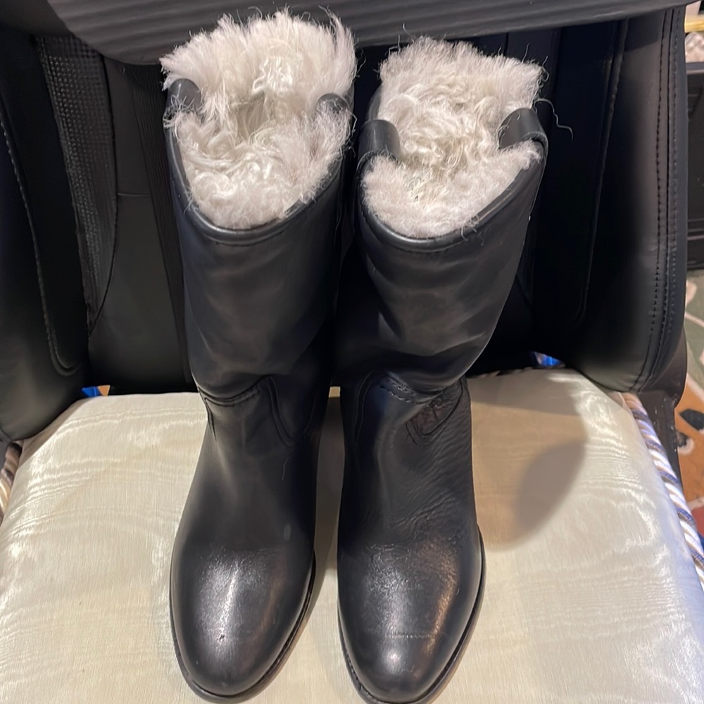 Burberry Brit Biker Cadley 85 Mid Boot with Shearling Black size 38 (8).
